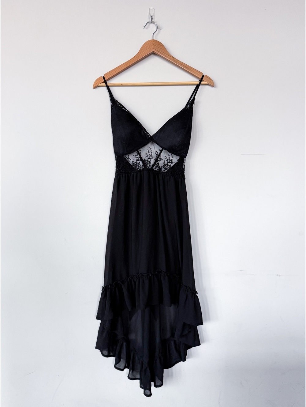 High Low Y2K Lace Detail Blashe Ruffle Hem Whimsigoth Bohemian Dress